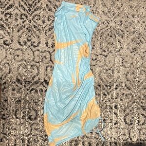 Blue and Orange Mesh Cover Up Dress